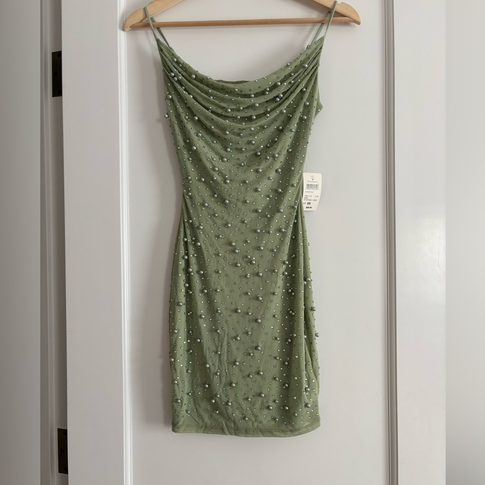 NWT sage with pearls party dress.
